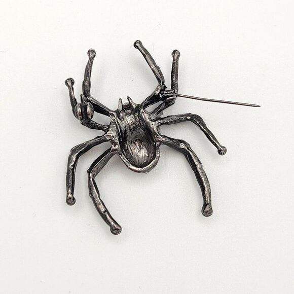 Spider Brooch Pin Black Metal Clear Rhinestones Embellishment Jewelry - Picture 3 of 4